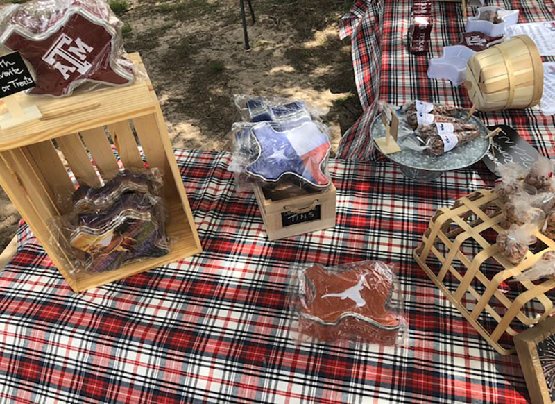 texas tin cans on bench